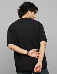 Black Half Sleeves Round Neck Oversized Tee