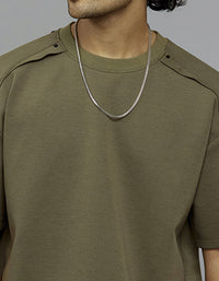 Olive Half Sleeves Round Neck Oversized Tee