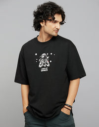 Black Half Sleeves Round Neck Oversized Tee