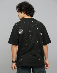 Black Half Sleeves Round Neck Oversized Tee