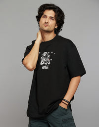Black Half Sleeves Round Neck Oversized Tee