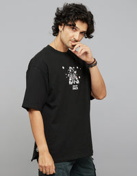 Black Half Sleeves Round Neck Oversized Tee