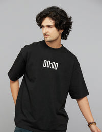 Black Half Sleeves Round Neck Oversized Tee
