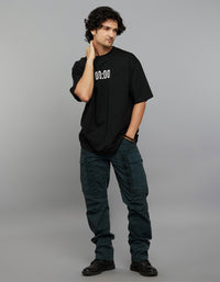 Black Half Sleeves Round Neck Oversized Tee