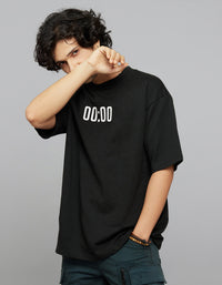 Black Half Sleeves Round Neck Oversized Tee