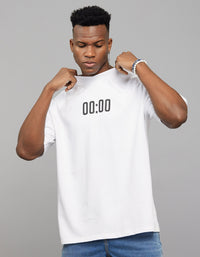 White Half Sleeves Round Neck Oversized Tee
