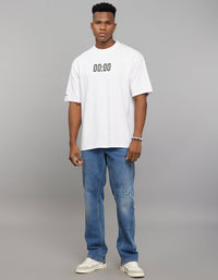 White Half Sleeves Round Neck Oversized Tee