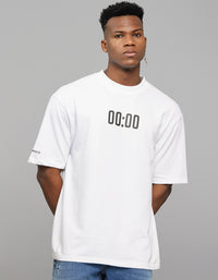 White Half Sleeves Round Neck Oversized Tee
