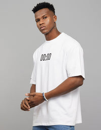 White Half Sleeves Round Neck Oversized Tee