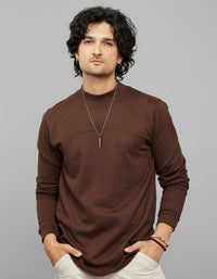 Brown Round Neck Full Sleeves Sweatshirt