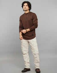 Brown Round Neck Full Sleeves Sweatshirt