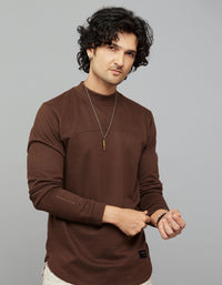Brown Round Neck Full Sleeves Sweatshirt