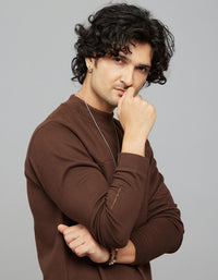 Brown Round Neck Full Sleeves Sweatshirt
