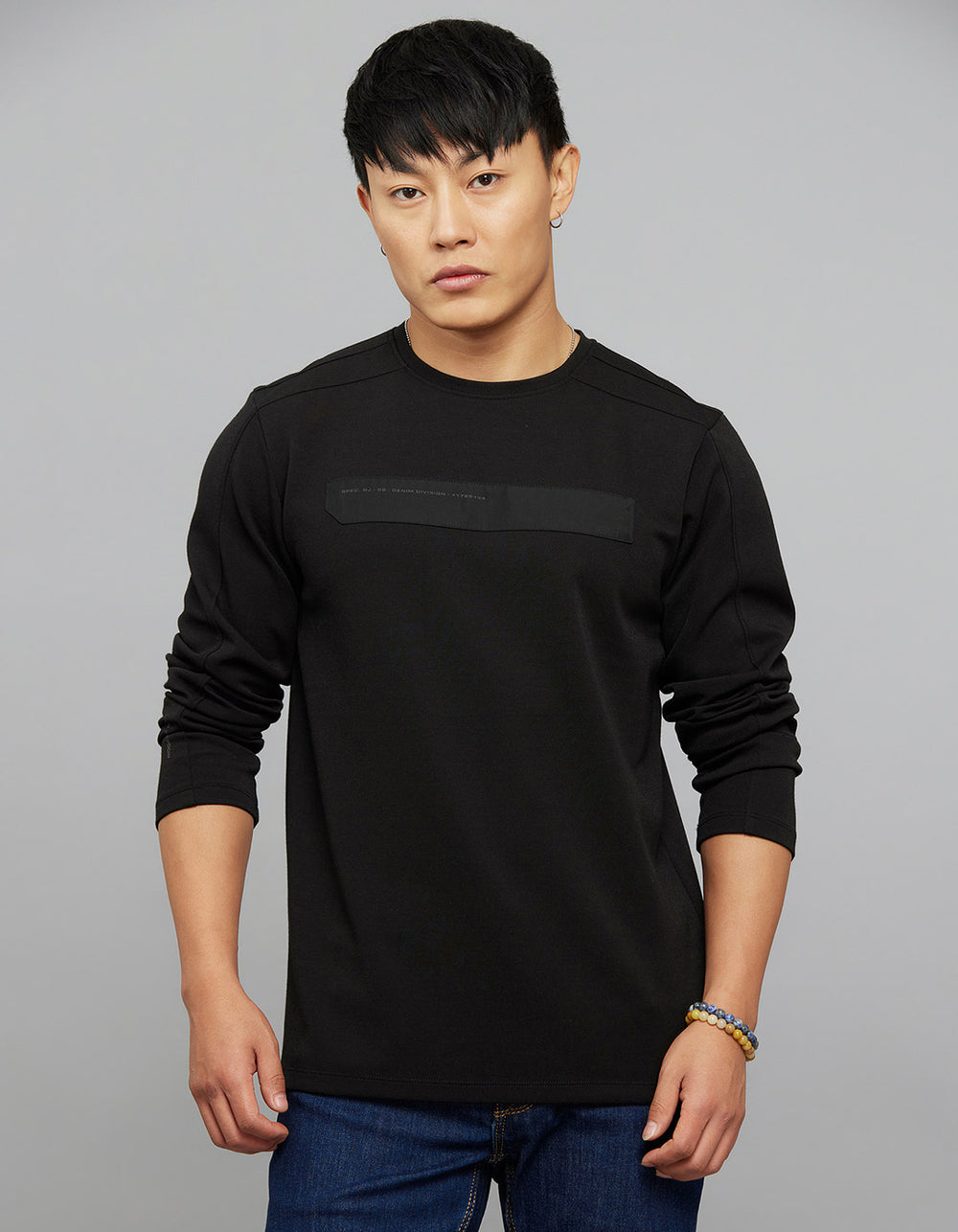 Black Full Sleeves Round Neck Tee