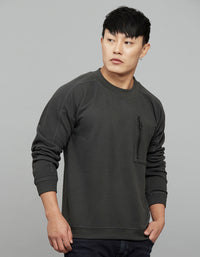 Dark Grey Round Neck Full Sleeves Sweat Shirt