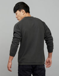 Dark Grey Round Neck Full Sleeves Sweat Shirt