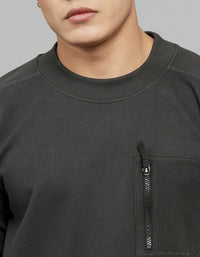 Dark Grey Round Neck Full Sleeves Sweat Shirt