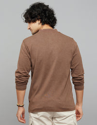 Brown Half Sleeves Round Neck Tee