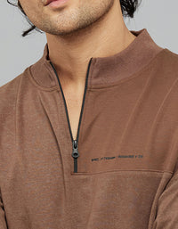 Brown Half Sleeves Round Neck Tee