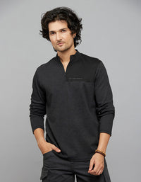Charcoal Half Sleeves Round Neck Tee