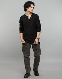 Black Full Sleeves Round Neck Tee