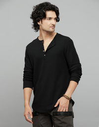 Black Full Sleeves Round Neck Tee