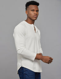 White Full Sleeves Round Neck Tee
