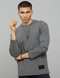 Dark Grey Round Neck Full Sleeves Sweat Shirt