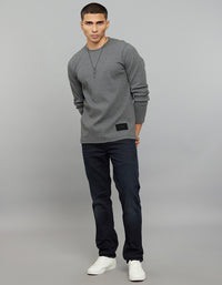 Dark Grey Round Neck Full Sleeves Sweat Shirt