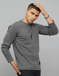 Dark Grey Round Neck Full Sleeves Sweat Shirt