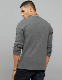 Dark Grey Round Neck Full Sleeves Sweat Shirt