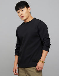 Black Round Neck Full Sleeves Sweat Shirt