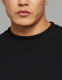 Black Round Neck Full Sleeves Sweat Shirt