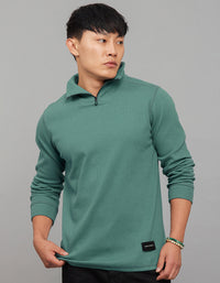 Mint Blue High Neck Full Sleeves Sweatshirt