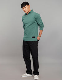 Mint Blue High Neck Full Sleeves Sweatshirt