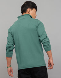 Mint Blue High Neck Full Sleeves Sweatshirt