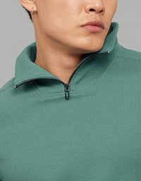 Mint Blue High Neck Full Sleeves Sweatshirt