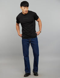 Black Half Sleeves Round Neck Tee