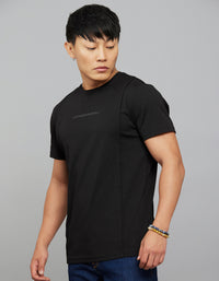 Black Half Sleeves Round Neck Tee