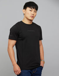Black Half Sleeves Round Neck Tee
