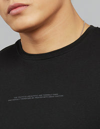 Black Half Sleeves Round Neck Tee