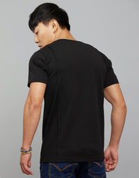 Black Half Sleeves Round Neck Tee