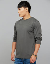 Dark Grey Full Sleeves Round Neck Tee