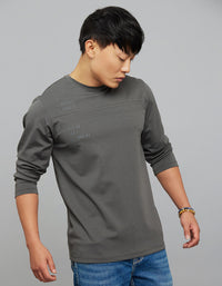Dark Grey Full Sleeves Round Neck Tee