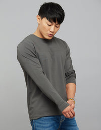 Dark Grey Full Sleeves Round Neck Tee