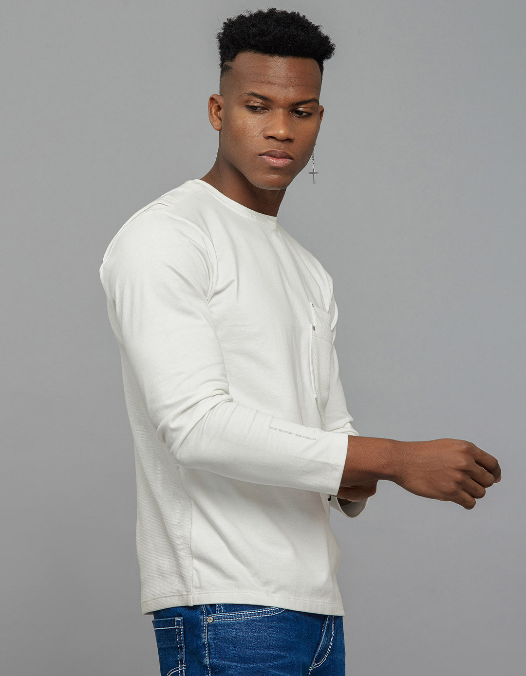 White Full Sleeves Round Neck Tee – ROOKIES