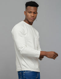 White Full Sleeves Round Neck Tee