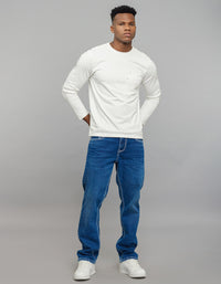 White Full Sleeves Round Neck Tee