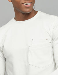 White Full Sleeves Round Neck Tee