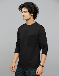 Black Full Sleeves Round Neck Tee